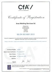 Area Welding - ISO 9001 Certificate